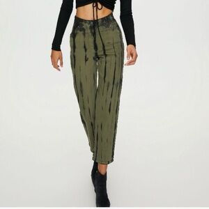Wilfred Free High Rise Kelsey Green Tie-dye High Rise Skinny Utility Pant Sz 2